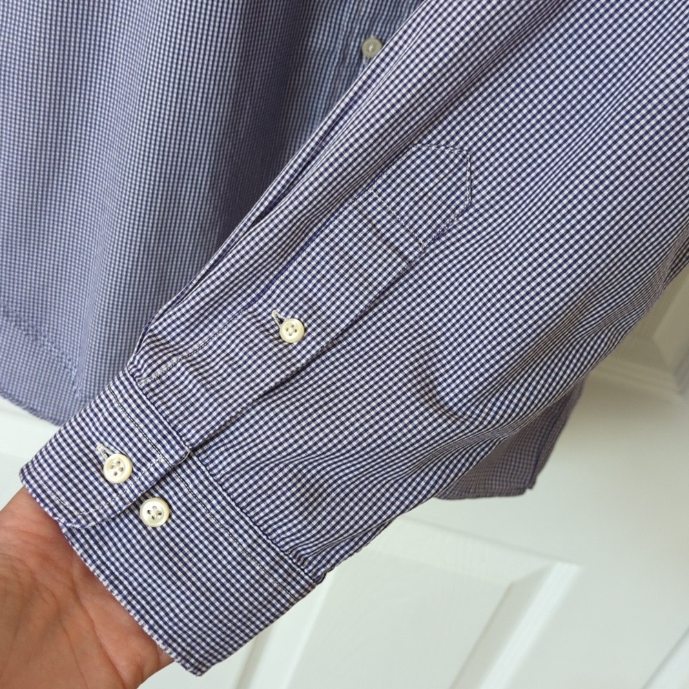 Ralph Lauren 90's Vintage Yarmouth Gingham Long Sleeve Button Down Shirt Purple - Picture 9 of 11